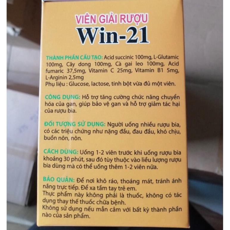 Viên giải rượu WIN21 Giải độc gan chống lại tác hại rượu bia hiệu quả nhanh chóng
