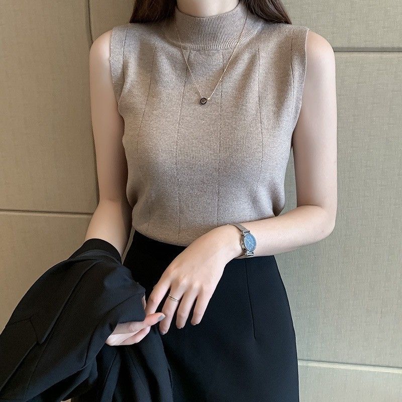Áo thun len sát nách cổ cao bao mềm mịn không sù
