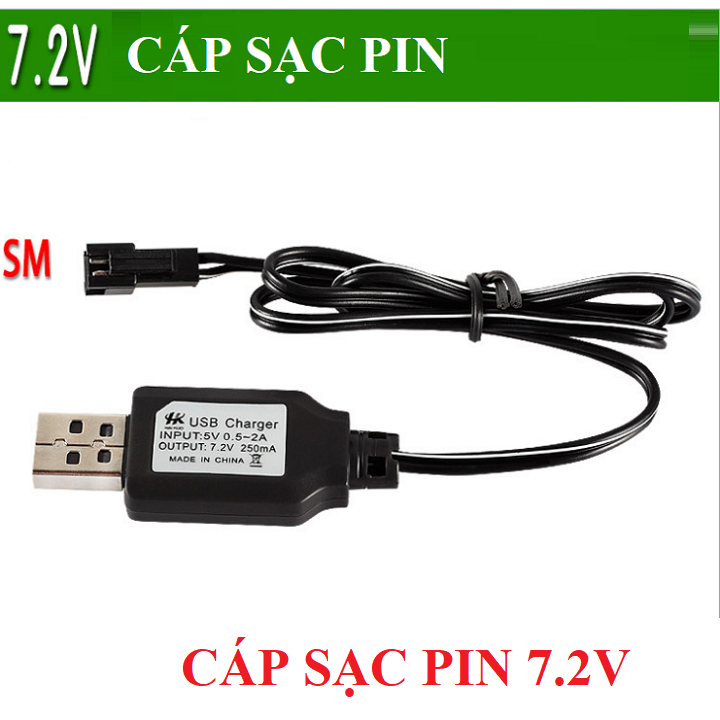 Cáp sạc pin 7.2v cổng SM cho xe mô hình ô tô điều khiển từ xa