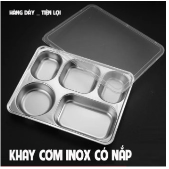Khay cơm phần 5 ngăn inox 304 loại dày đựng thức ăn
