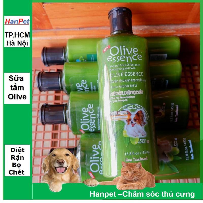 Hanapet-Sữa tắm chó mèo OLIVE 450ml  siêu mềm mượt - loại trị ngứa trừ rận khử mùi / dầu tắm chó mèo