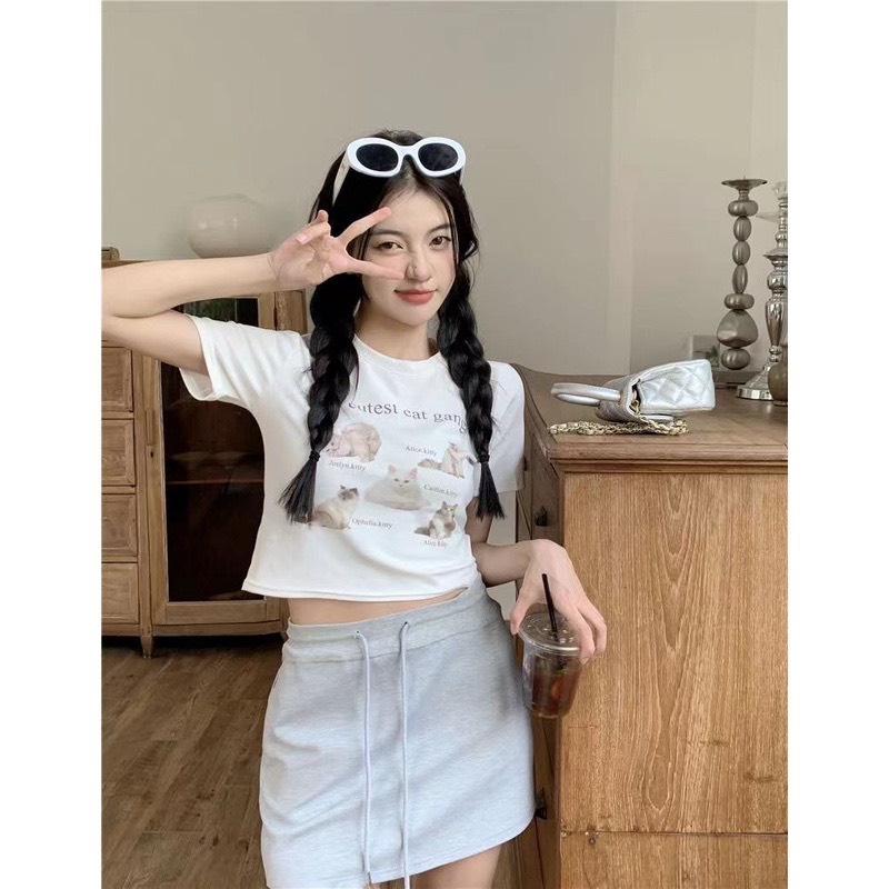 Áo croptop nữ in hình mèo siêu cute- Aothunhinhmeo337 - 247StoreFashion