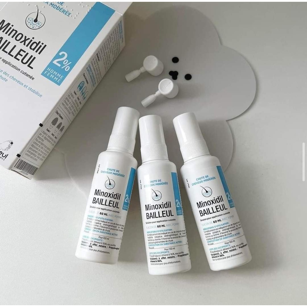 Set 3 Lọ Xịt Mọc Tóc Minoxidil Bailleul Pháp, 2%