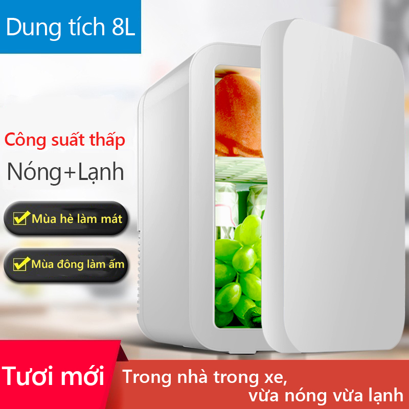 Tủ lạnh mini 8L dùng trên xe oto hoặc gia đình, vừa làm lạnh vừa làm Keep Going Maxấm được