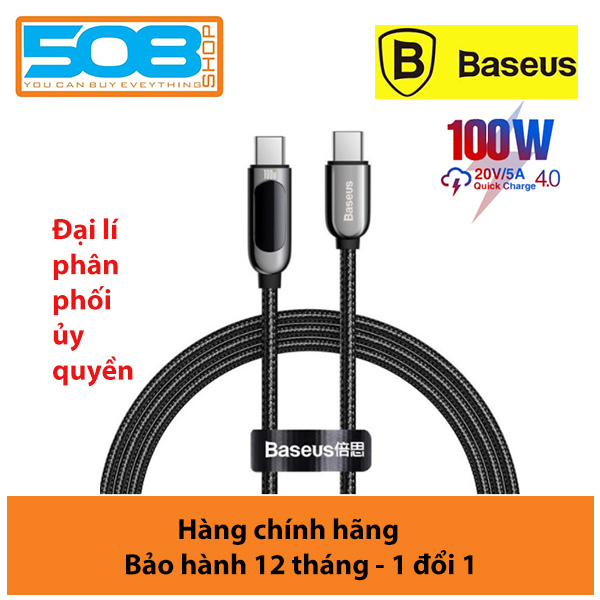 [HCM]Cáp sạc nhanh Baseus C to C 100W màn led Cáp sạc nhanh 100W Baseus Display Fast Charging Data Cable Type C to C 100W (20V/5A)