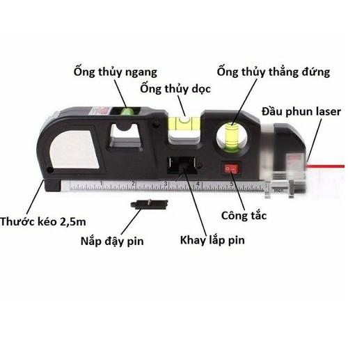Thước Đo Laser Căn Mực Kiêm Thước 2.5m 4in1