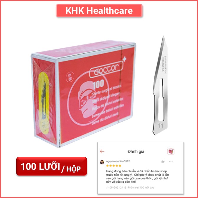 Dao mổ y tế Doctor số 11 dùng để nặn mụntrong spa, phẫu thuật, cham khắc  (hộp 100 dao)