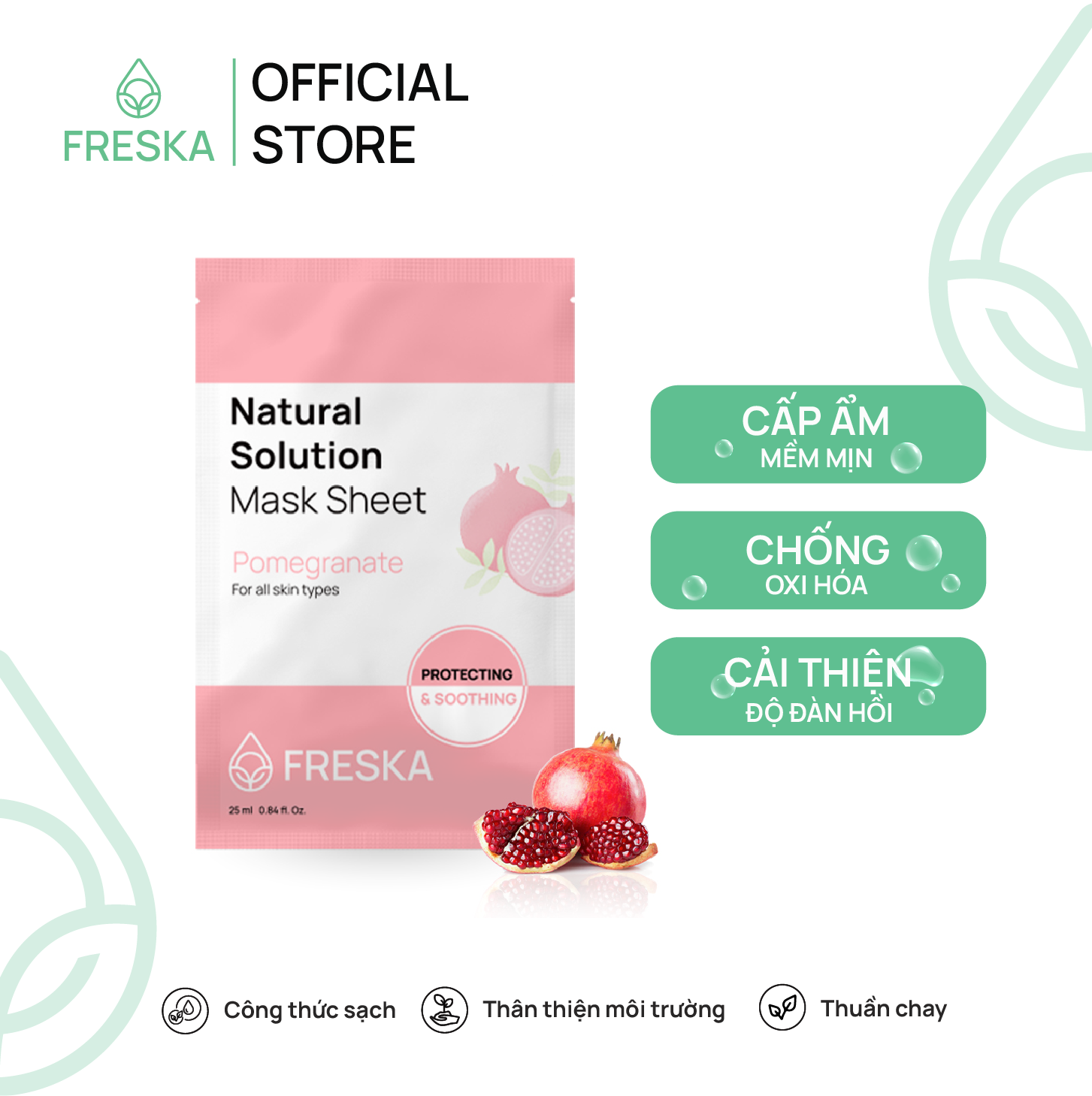 Combo 8 mask Natural Solution Mask Sheet 25ml (2 centella+2 Pomegranate+4 tea tree)