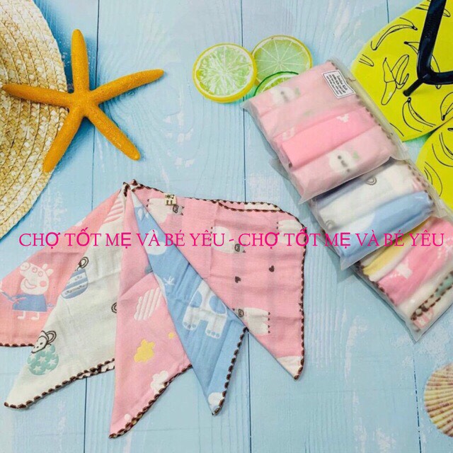 [HCM]Set 5 Khăn Sữa Sợi Tre Khăn Xô Mềm Túi Zip Cho Bé