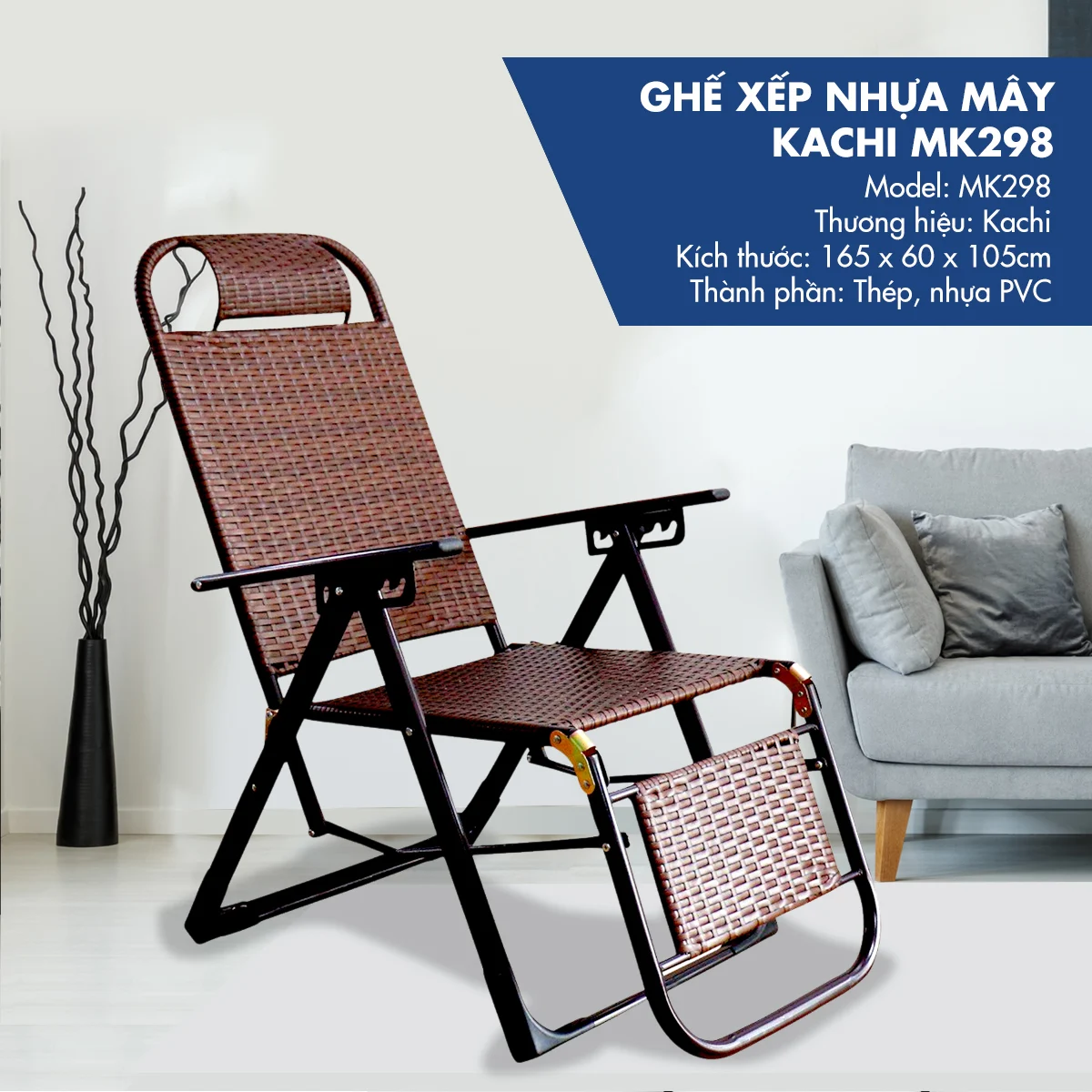 Ghế xếp có khay để ly thông minh Kachi MK116