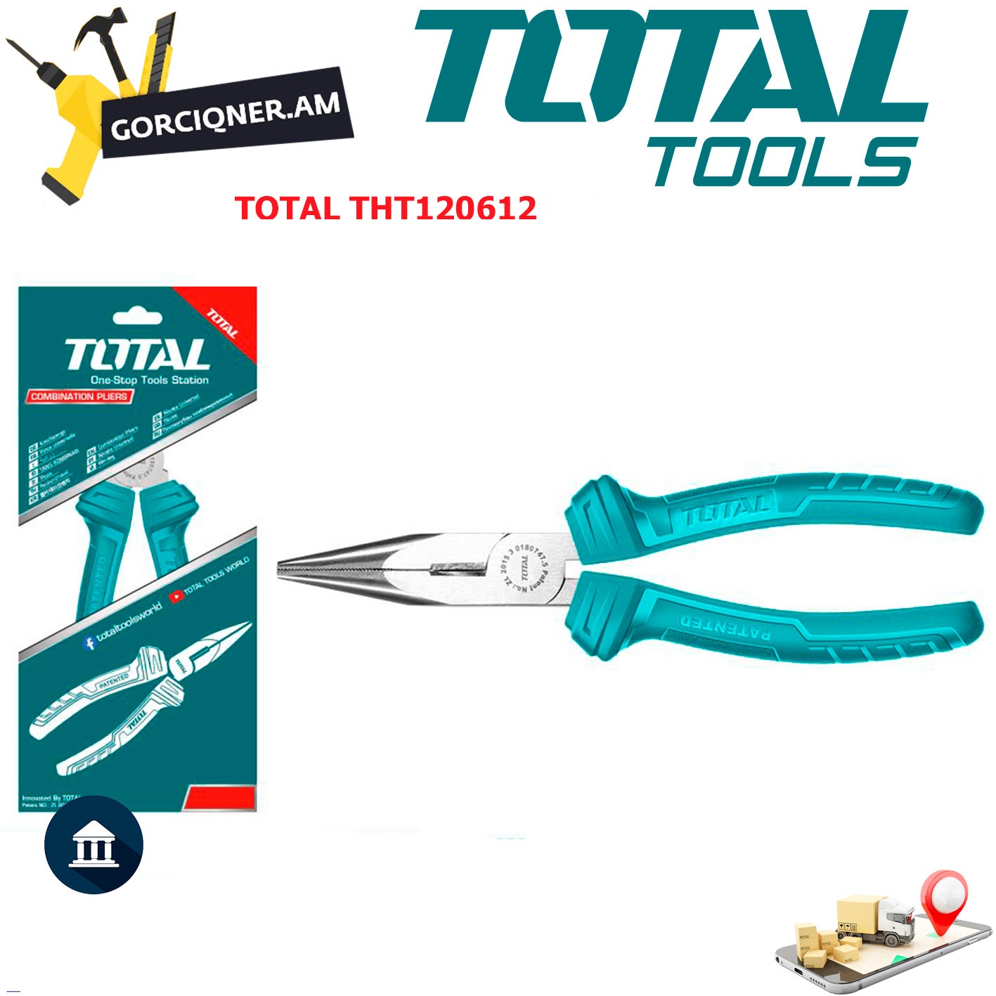 Kềm mũi nhọn mỏ dài 160mm total tht120612