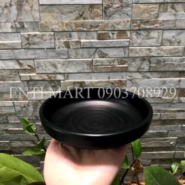 Dĩa nhựa Melamine gân sâu lòng nhám đen