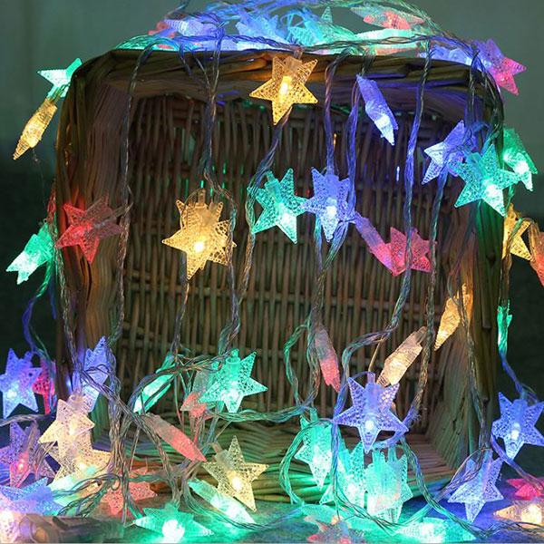 Đèn led trang trí ngôi sao dài 3m - 20 bóng chớp màu trang trí noel lễ tết