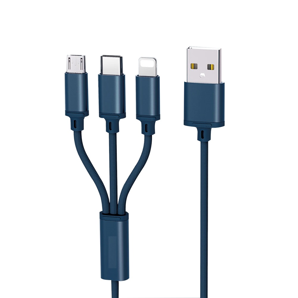 Cáp Sạc Bọc Dù Đa Năng 3 Đầu Siêu Bền Dài 1M2 ( giao màu ngẫu nhiên)