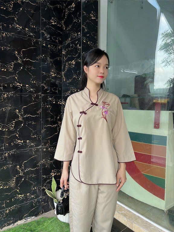 đồ lam đi chùa - mẫu sẫm tàu xéo ( vãi kate )