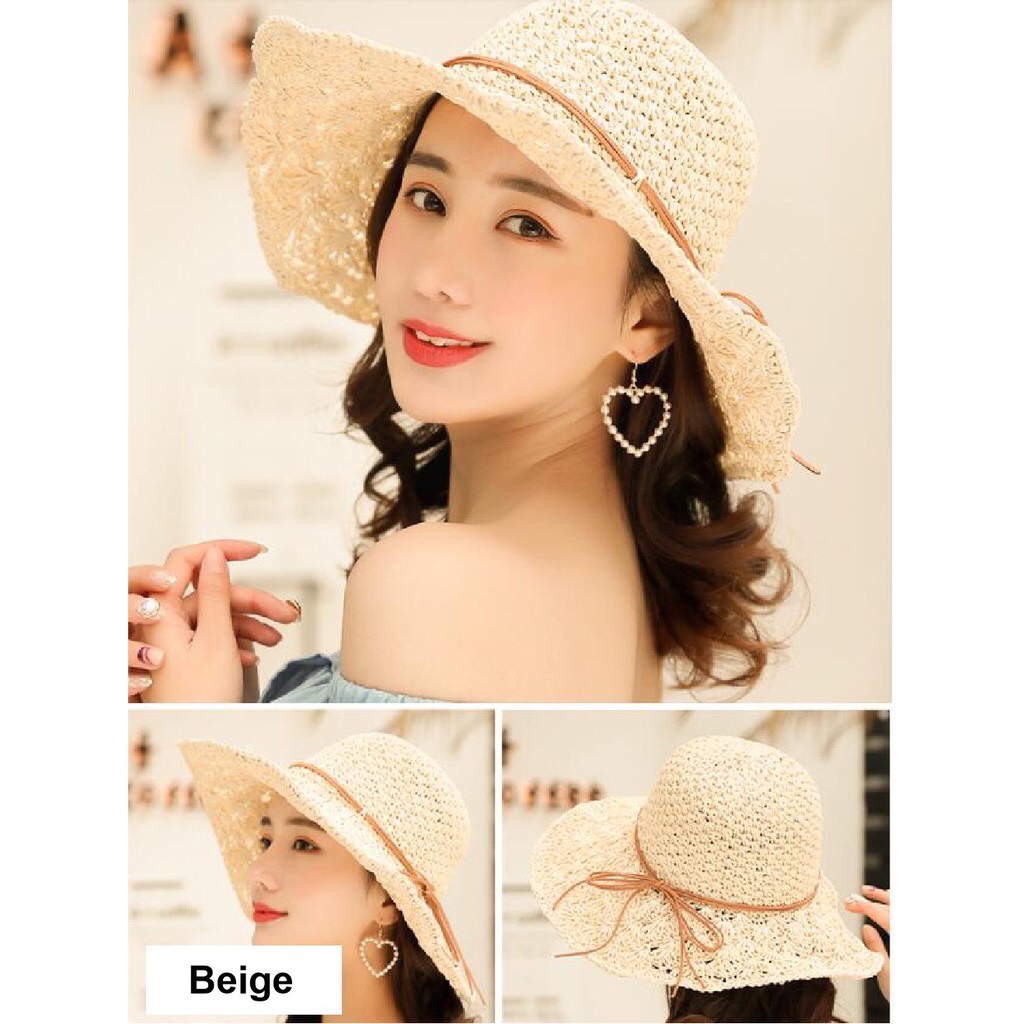 Nón cói mềm thắt nơ da vintage