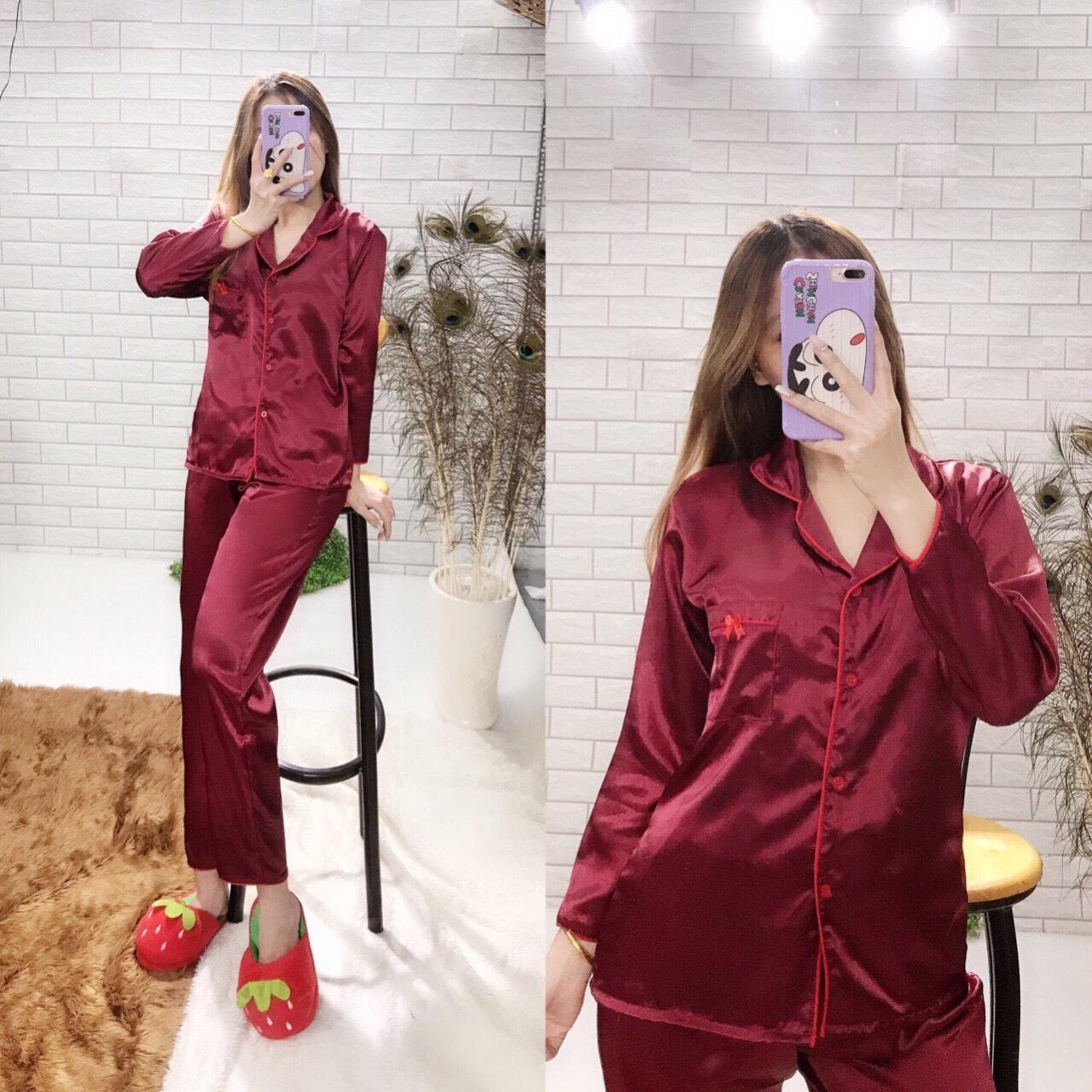[HCM]Đồ Bộ Lụa Satin Ngủ Dài Tay