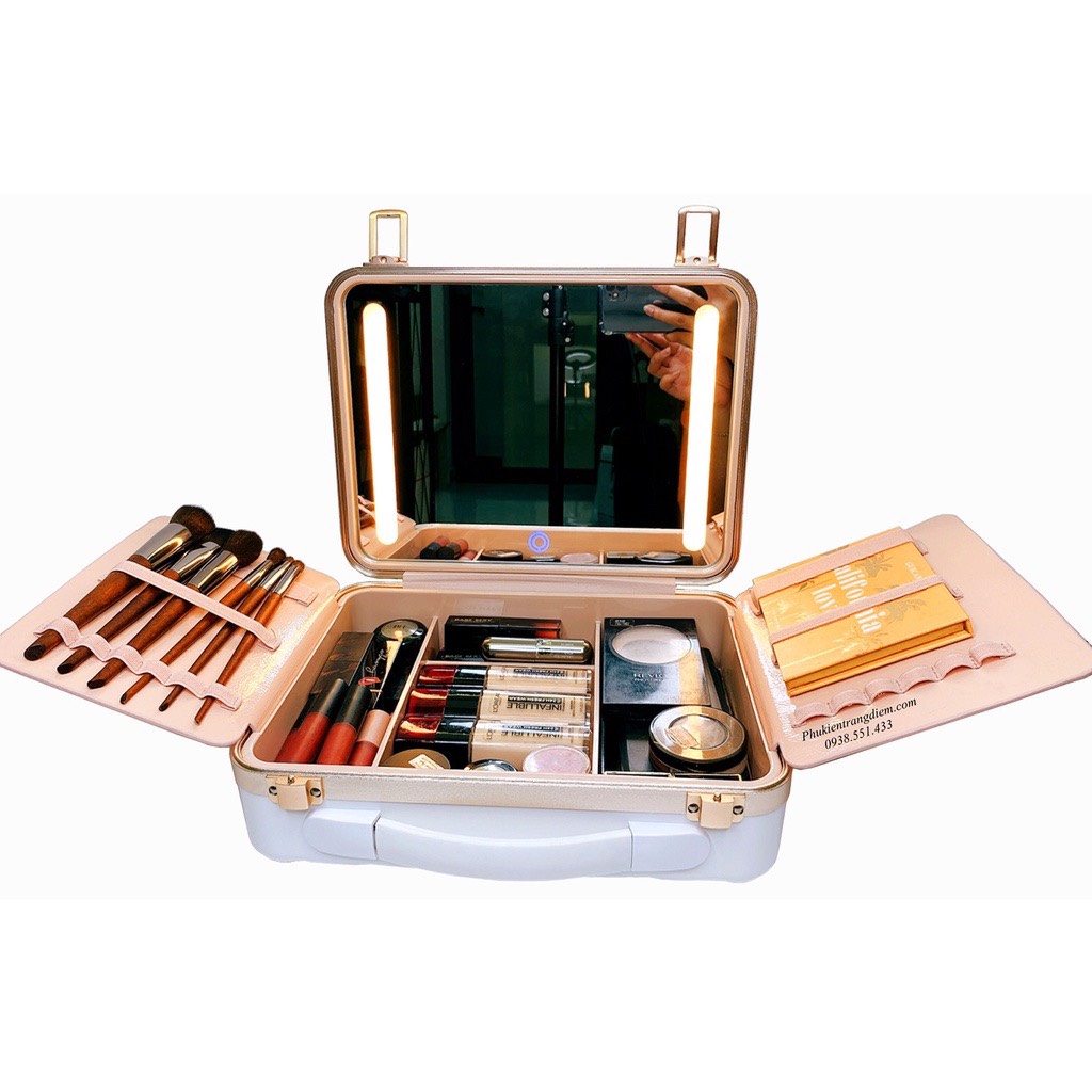 Size 30cm - Cốp Mini Make Up Cá Nhân Có Gương Đèn LED Beauty Case