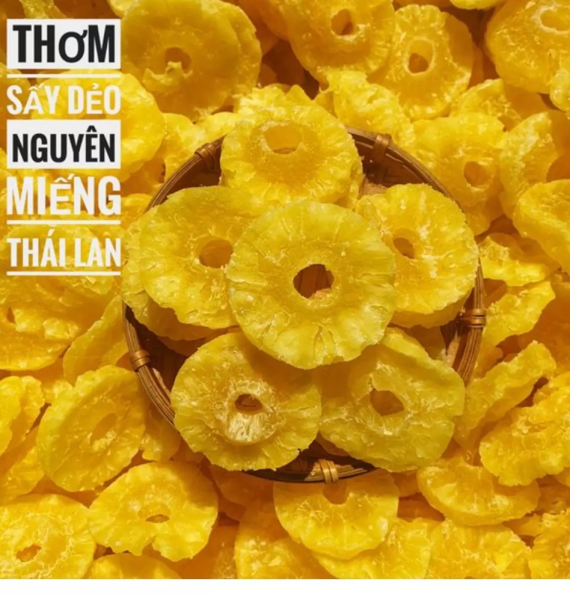 Thơm sấy dẻo nguyên miếng Thái Lan - thơm khoanh sấy dẻo 250g/500g - Mứt tết - đồ ăn vặt
