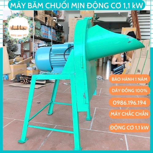 Máy thái chuối siêu mịn, máy cắt chuối nguyên cây - băm cỏ voi. động cơ 1,1kw. lưỡi dao băm nhyễn trục 24