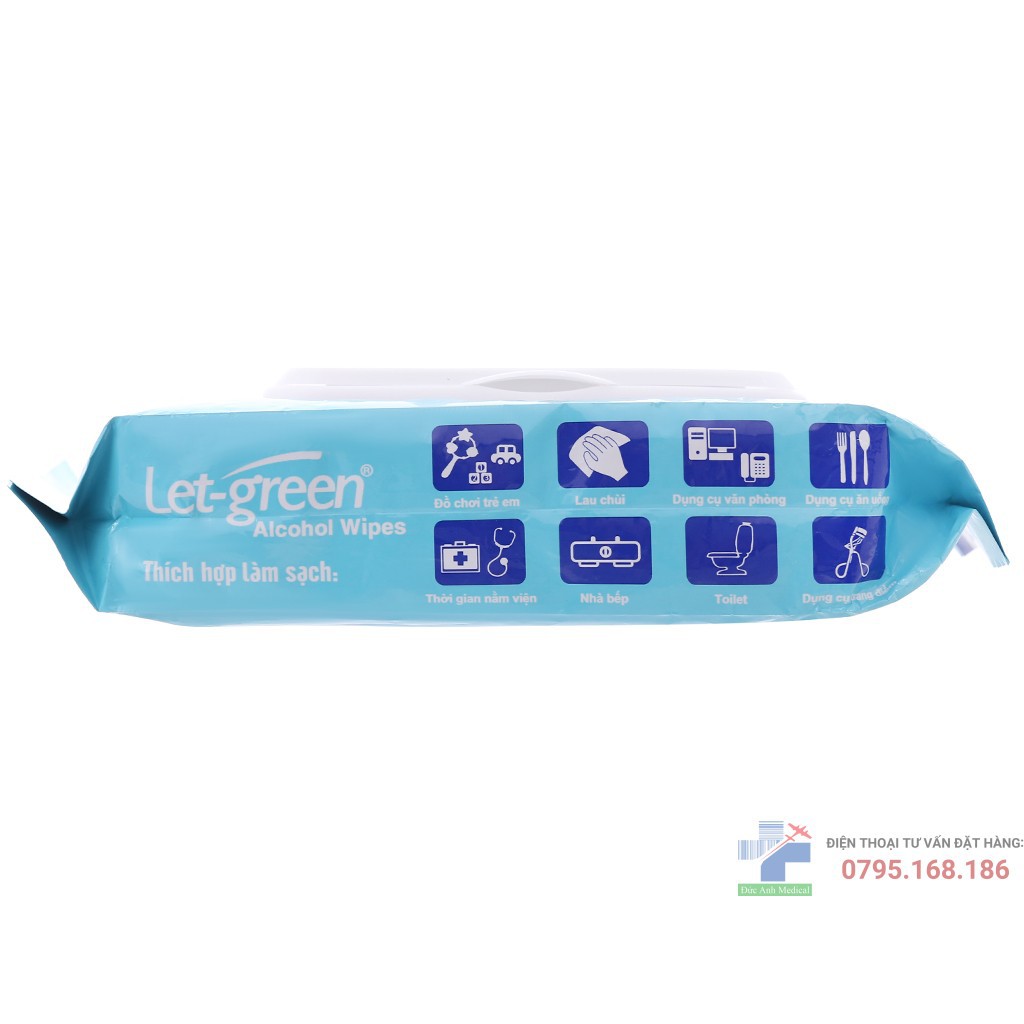 Khăn ướt cồn Let green 50 miếng