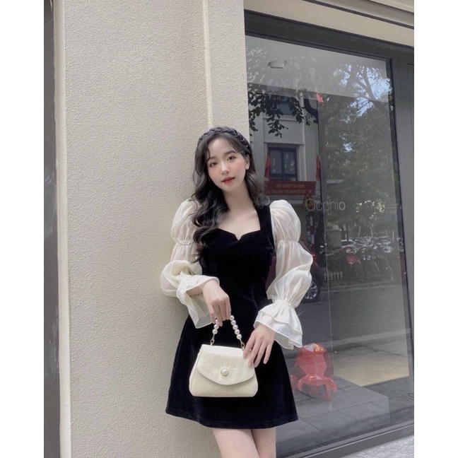 MANES DRESS ( Đầm nhung phối voan )