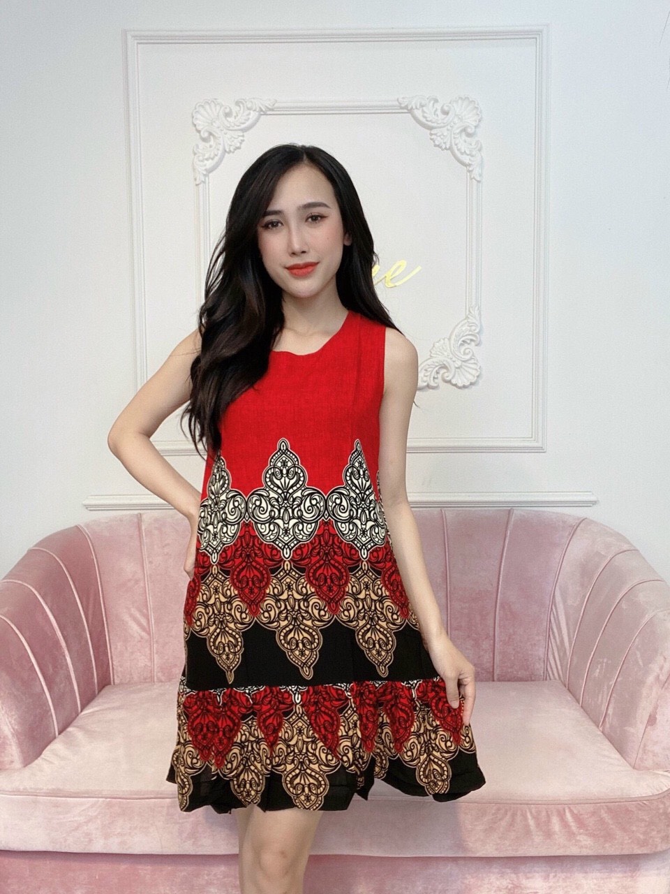 Đầm sát nach họa tiết mặc nha