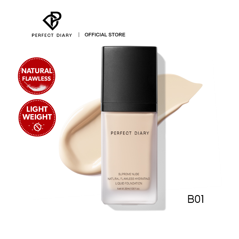 Perfect Diary Natural Flawless Long Lasting Liquid Foundation High Coverage Finish Liquid Foundation Face Makeup (BY)