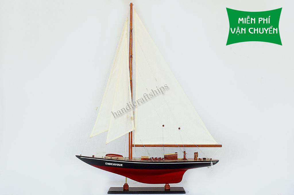 Mô hình thuyền buồm trang trí Endeavour 50cm (Đỏ - Đen)