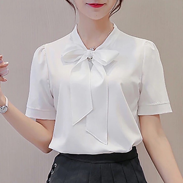 [HCM]Áo Kiểu Nữ Phối Nơ Xinh Đẹp