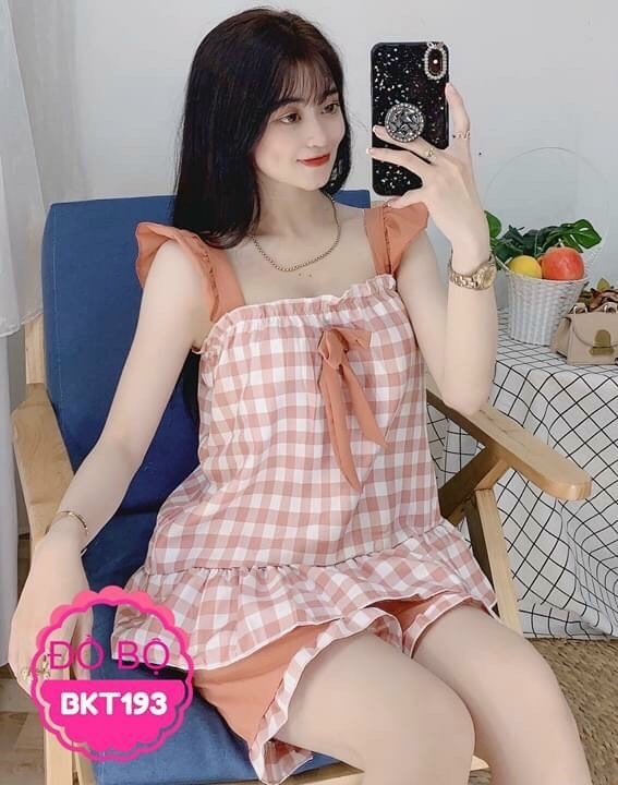Đồ Bộ Caro đùi Nữ, mặc nhà dễ thương, 36 đến 57kg