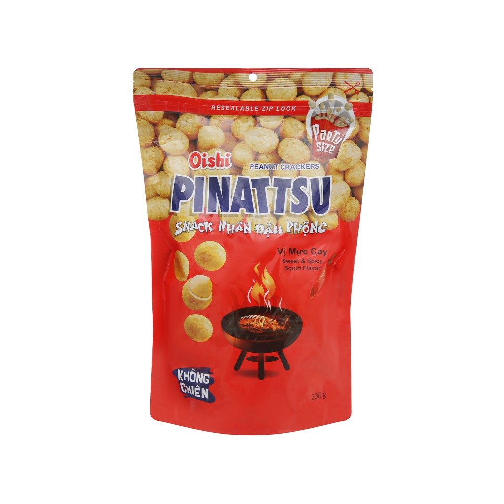Snack nhân đậu phộng vị mực cay Pinattsu Oishi gói 95g