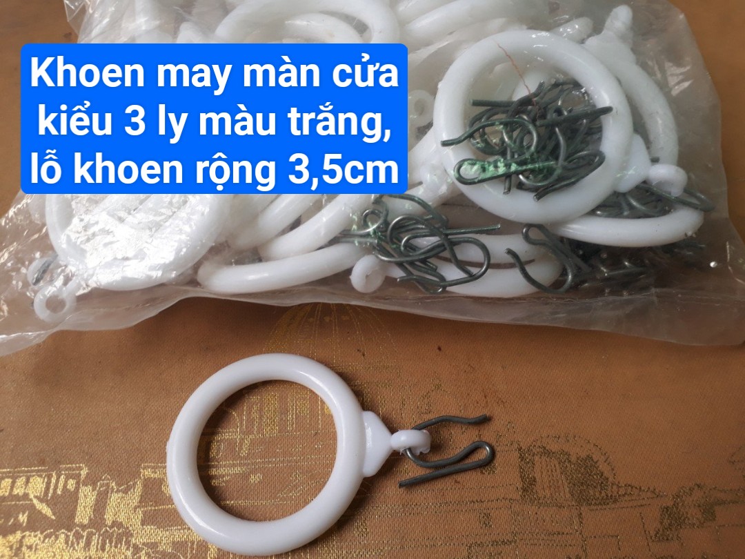 Khoen May Màn Cửa - Khoen May Rèm Cửa Kiểu Xếp Ly Màu Trắng