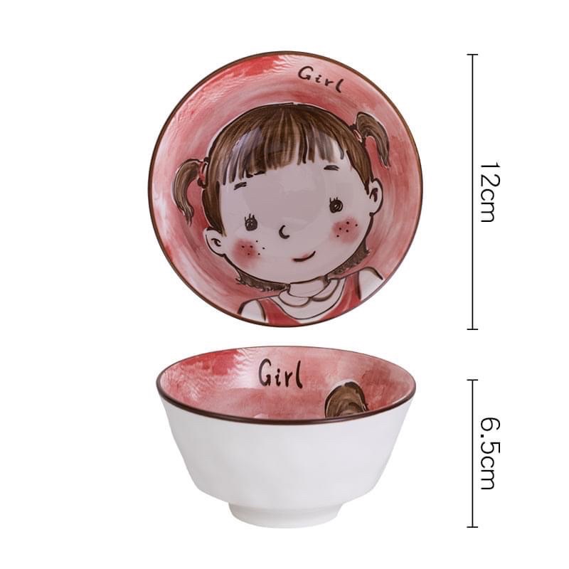 Set bát Sứ Hình Gia đình bố mẹ và con