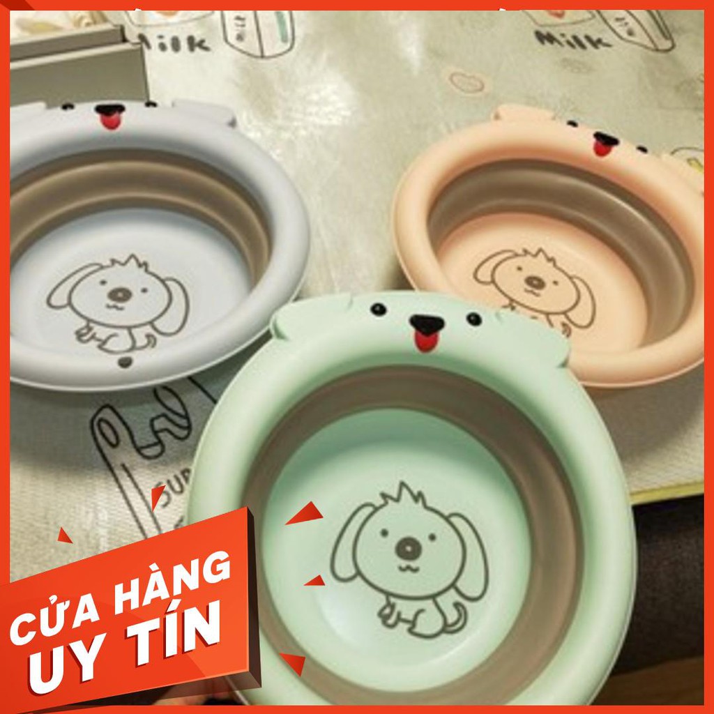 Chậu rửa mặt silicon gấp gọn đa năng cho bé - Siêu dễ thương