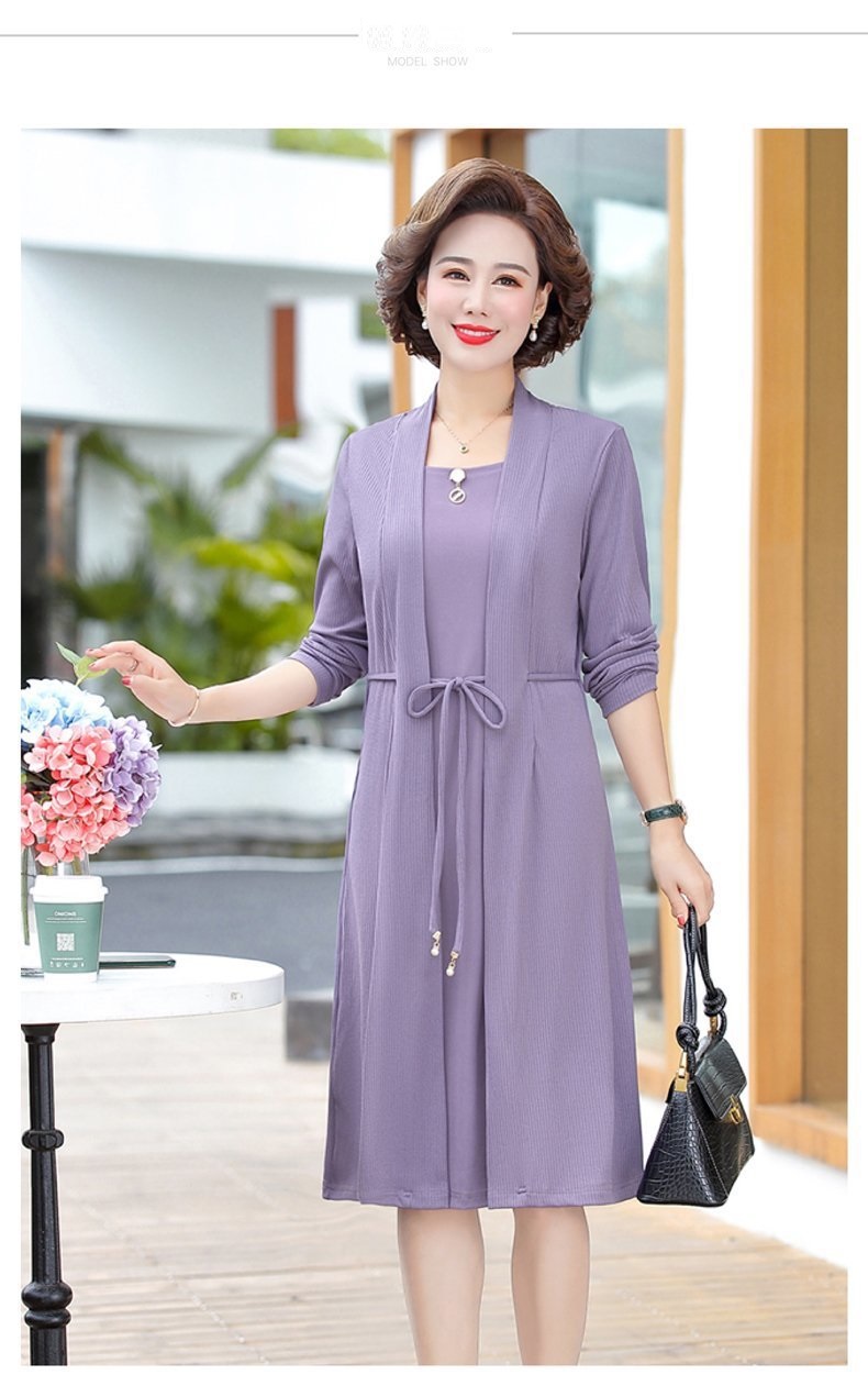 Đầm trung niên mùa thu cho mẹ Q02