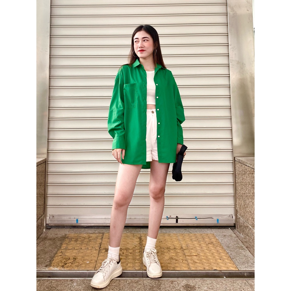 [ ÁO SƠ MI ] Áo Sơ Mi Xanh Lá Cây Oversize