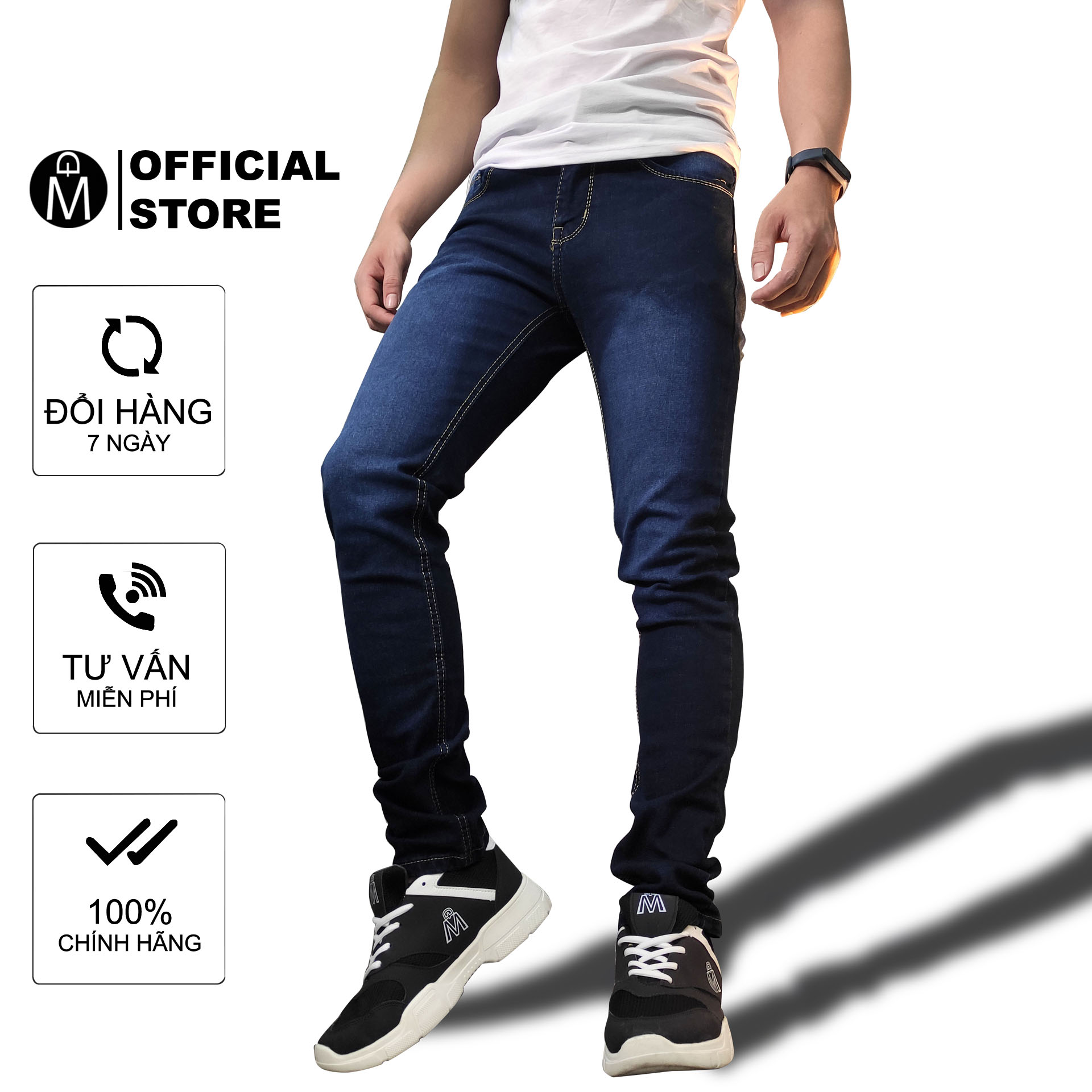 [HCM]Quần jean co giãn Muidoi Q104 (Xanh đậm)