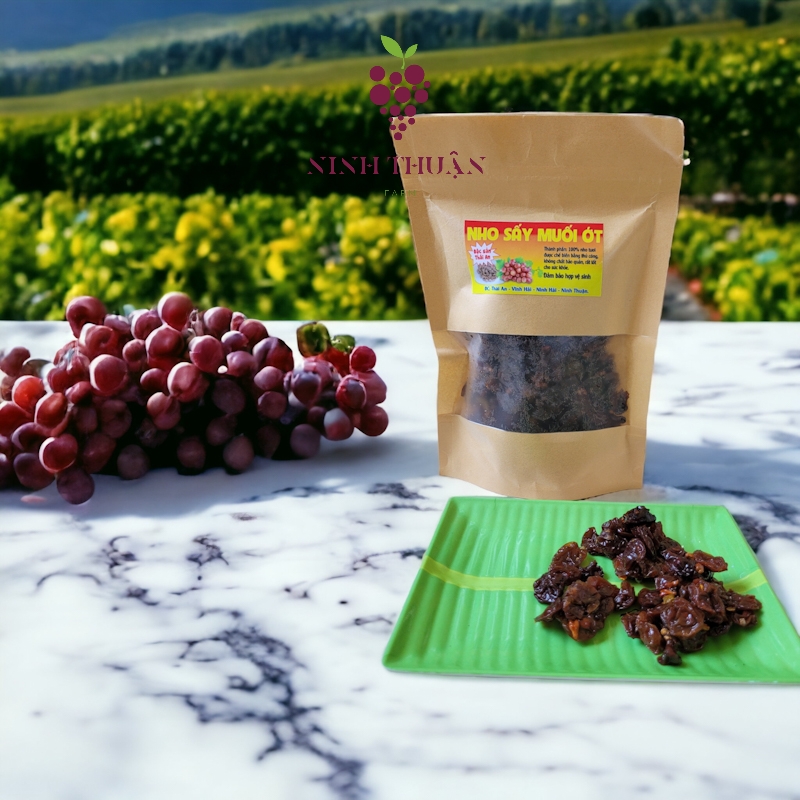 200gr Nho Sấy Muối Ớt Ninh Thuận túi zip ăn liền