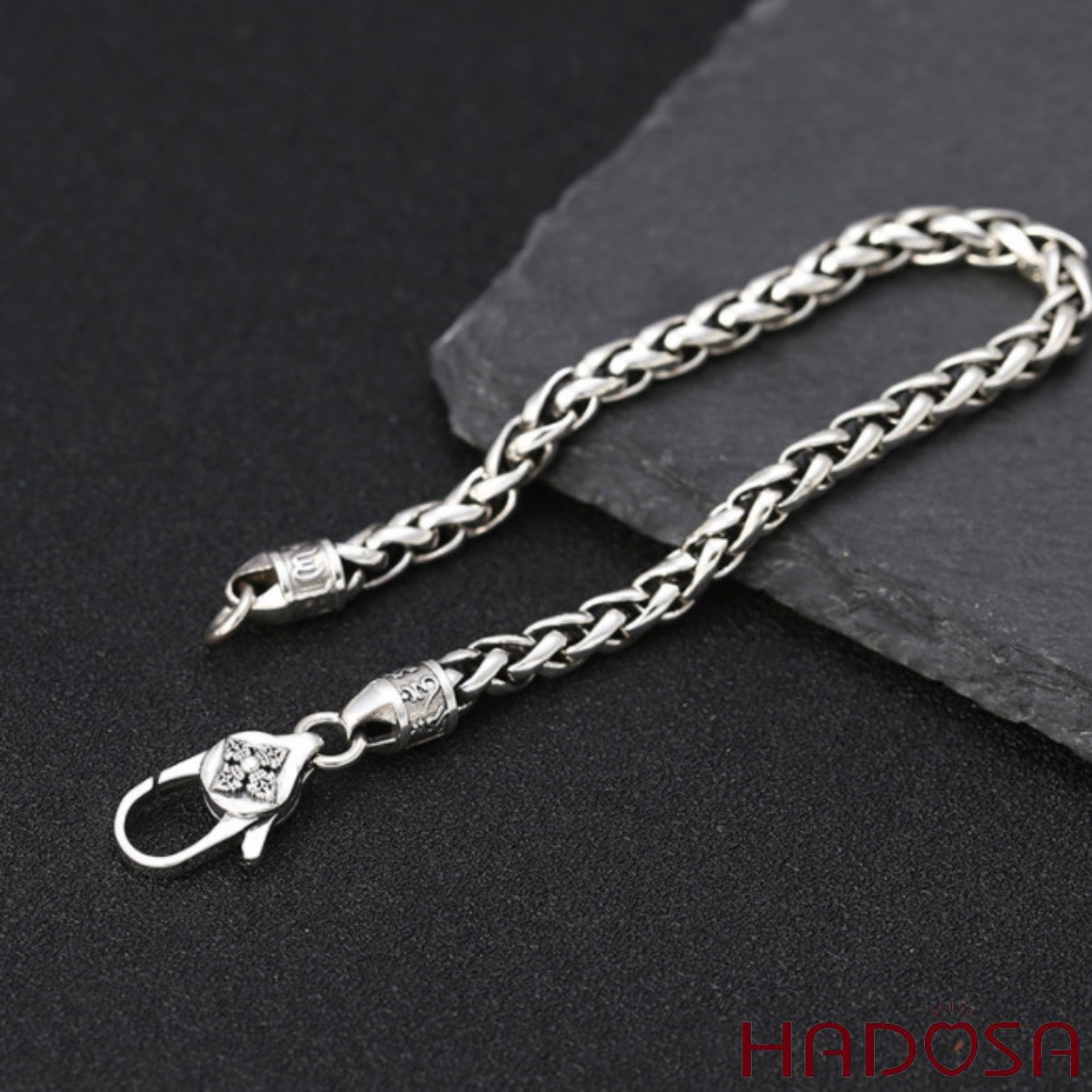 [Genuine] [true photo] [shipping] [ready stock] [warranty] men's beautiful silver bracelet with Cang