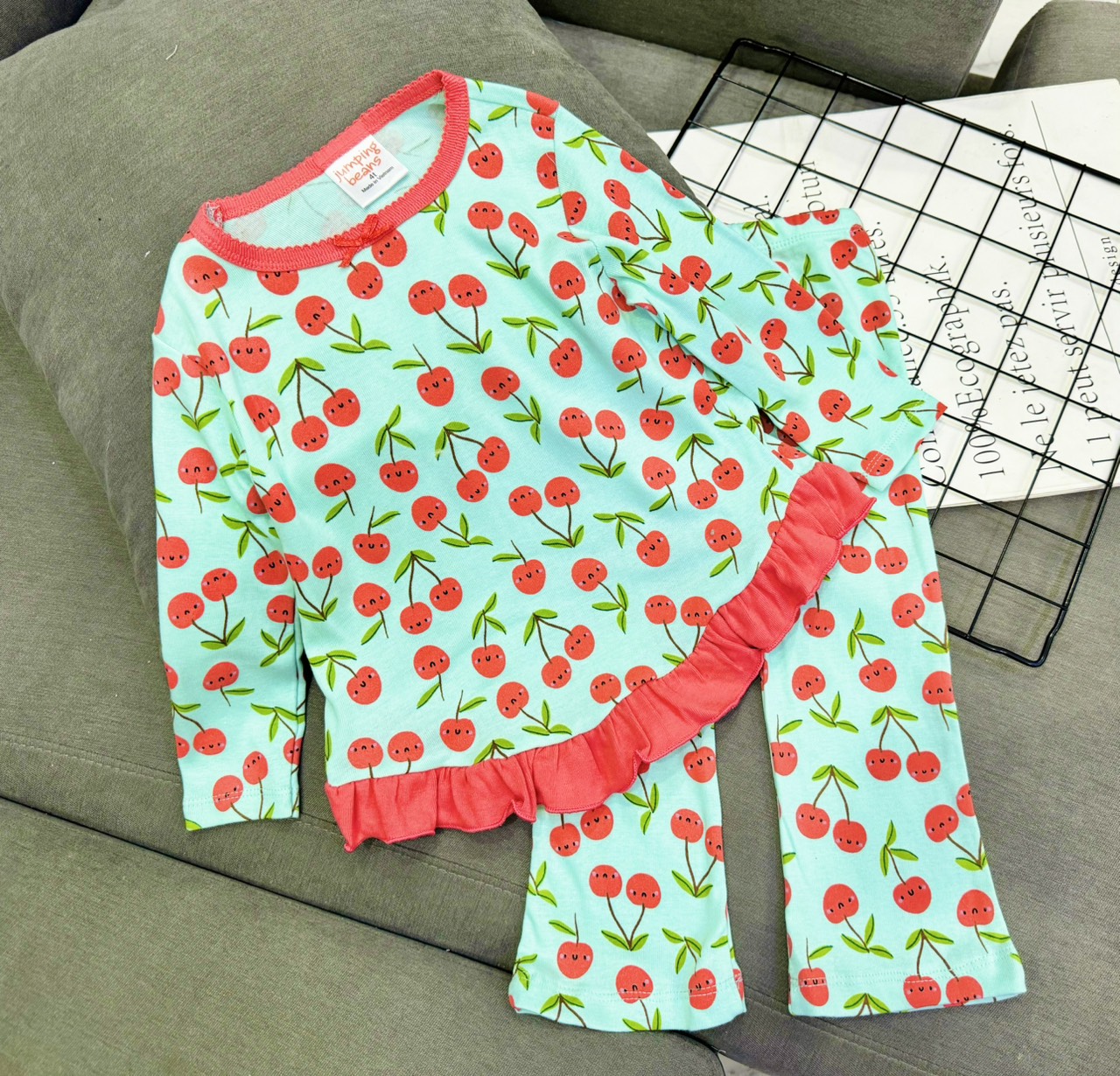 Đồ bộ bé gái, bộ ngủ dài tay cho bé gái size 12-22KG chất thun cotton mềm mại thoáng mát