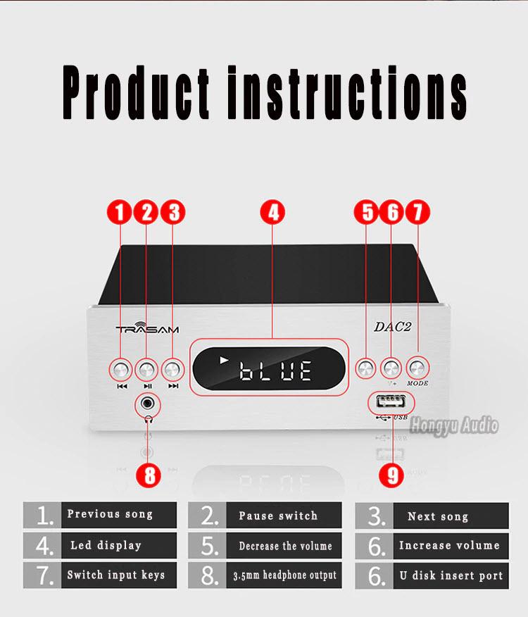 Bộ DAC giải mã âm thanh TRASAM DAC2 Plus Bluetooth 24BIT/192KHZ