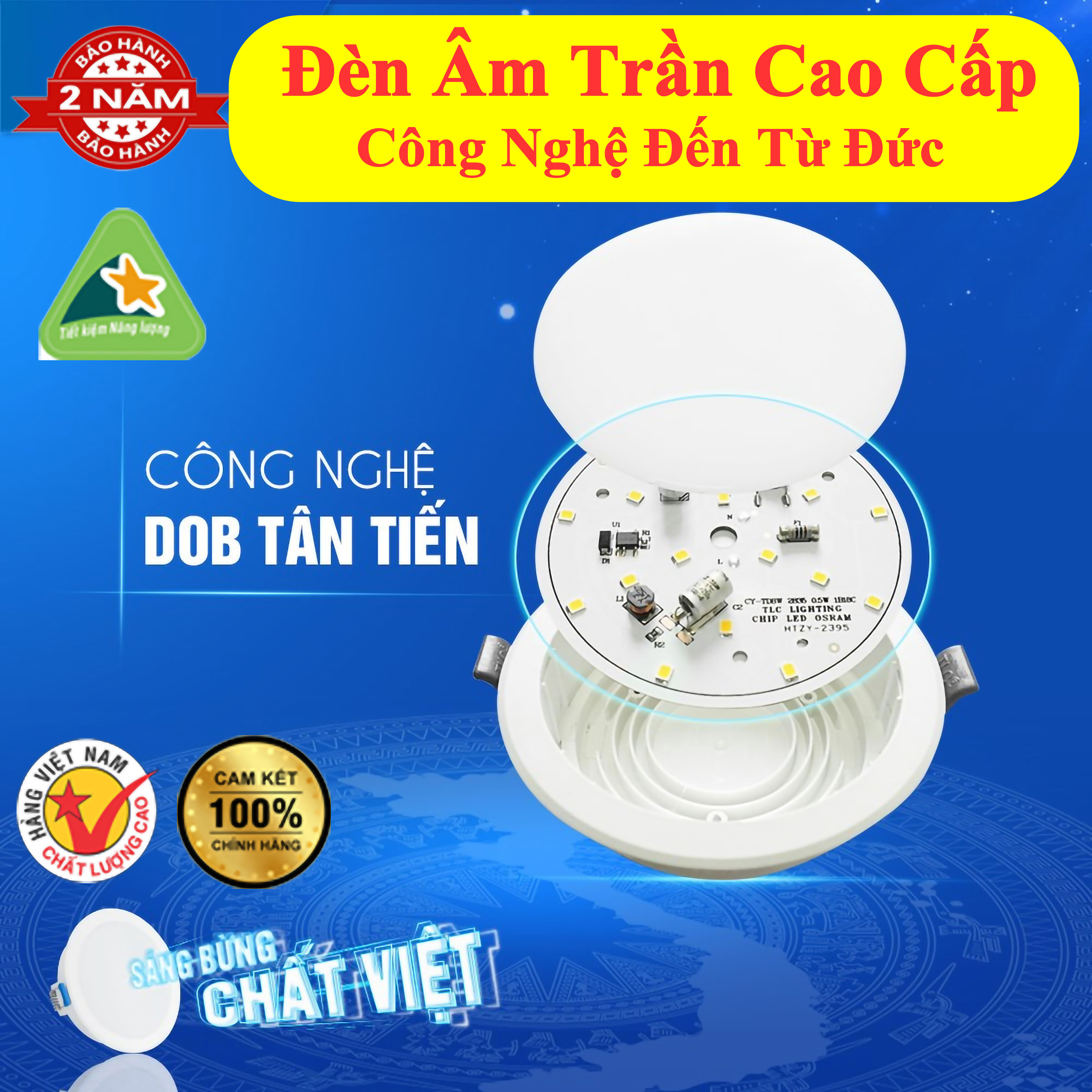 ( Bảo Hành 2 Năm )ĐÈN LED DOWNLIGHT ÂM TRẦN (7W - Phi 90 ) ( 9W - Phi 110) ( KHỐI ĐÚC )( Nguồn Liền ),Siêu Sáng Tiết Kiệm Điện,