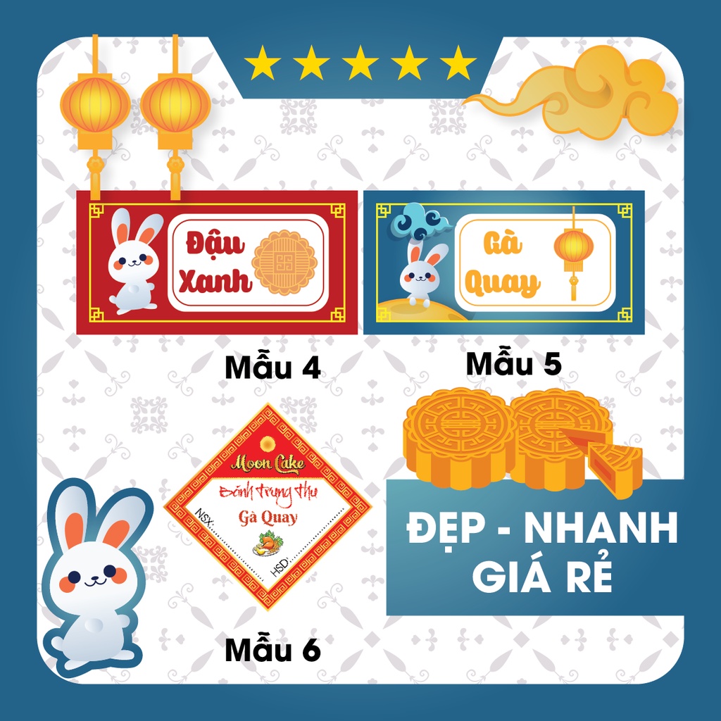 [Combo] Tem Bánh Trung Thu 100 tem mẫu 4.5.6
