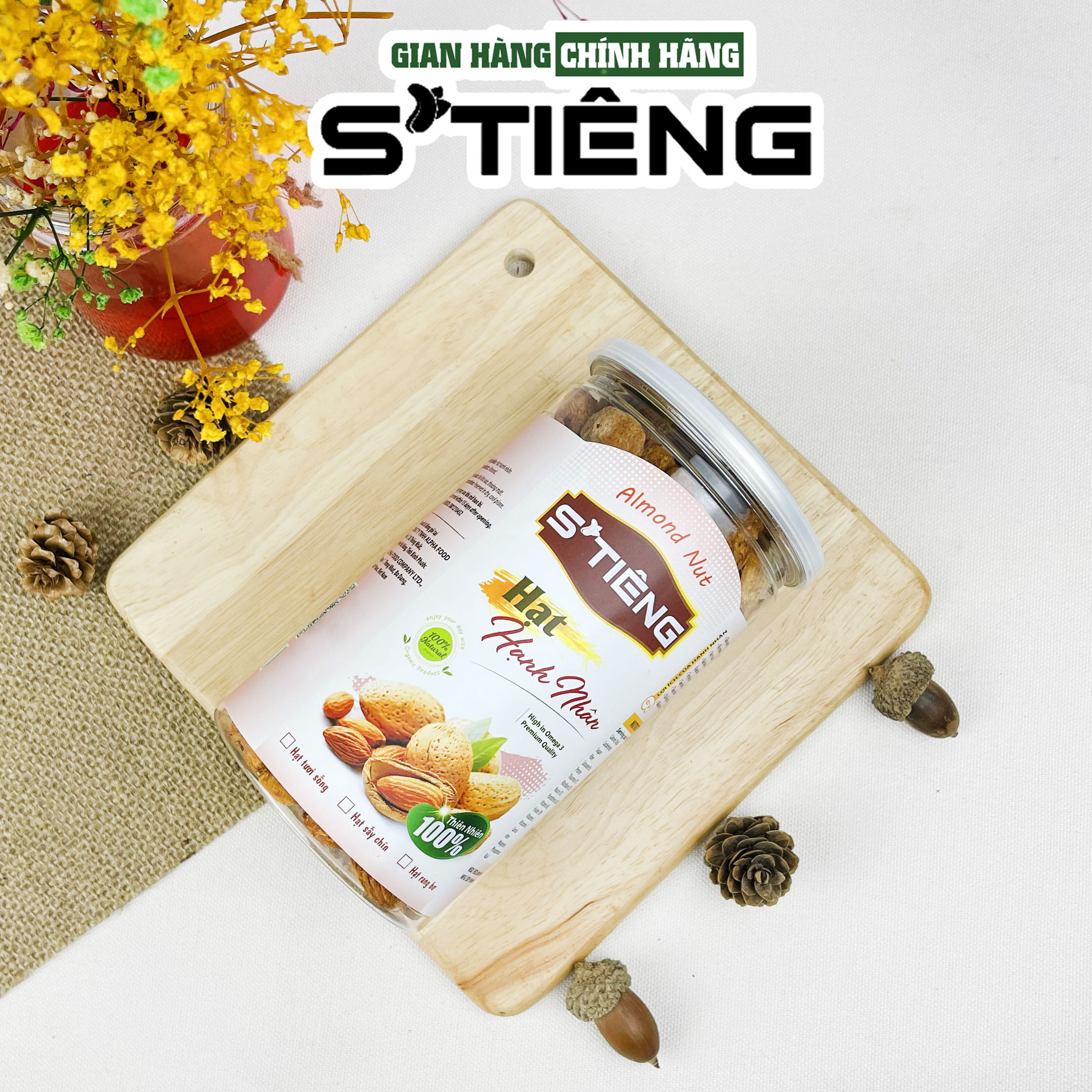 Hạt Hạnh Nhân Còn Vỏ Rang Bơ STIENG Giòn Ngon