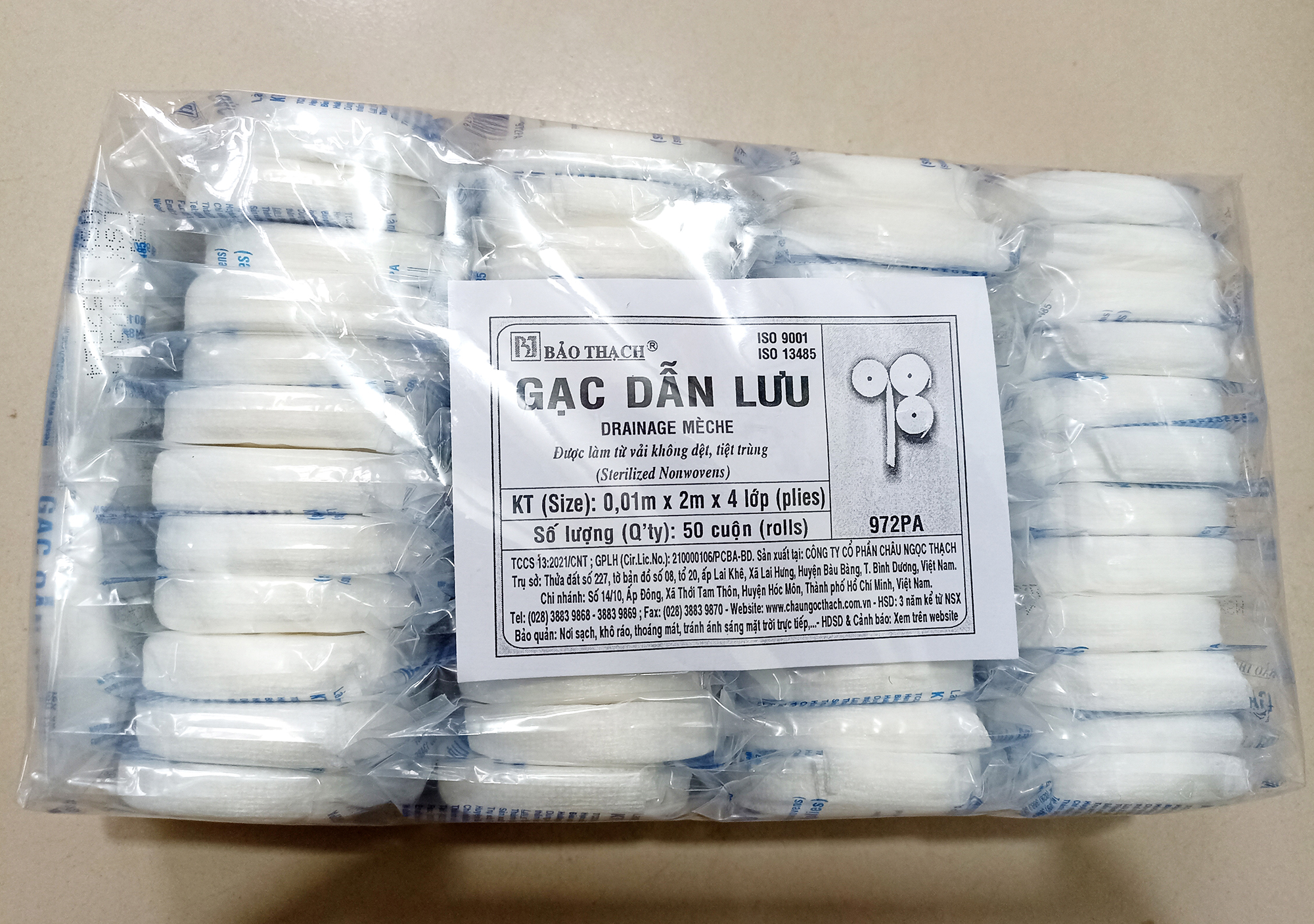 Gạc dẫn lưu Bảo Thạch [túi 50 cuộn] - Hành chính hãng
