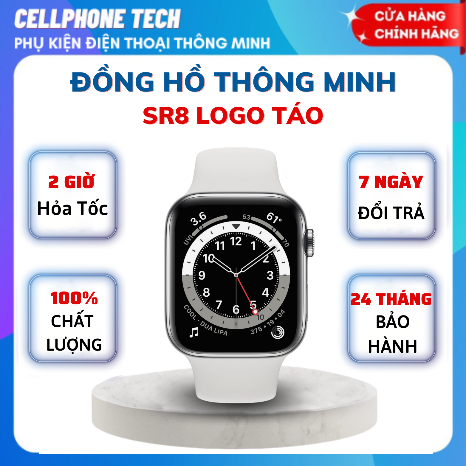 Đồng hồ thông minh đồng hồ đeo tay smart watch sr8 logo táo 41 và 45mm