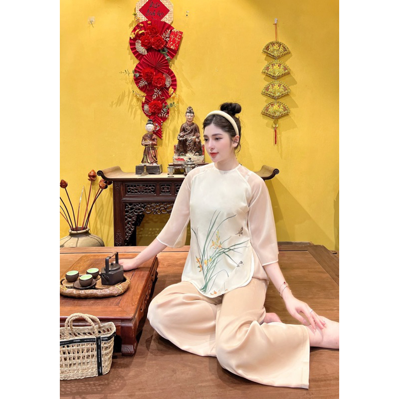 Đồ lam,Bộ lụa nữ,Pháp phục phật tử,Quần áo đi chùa
