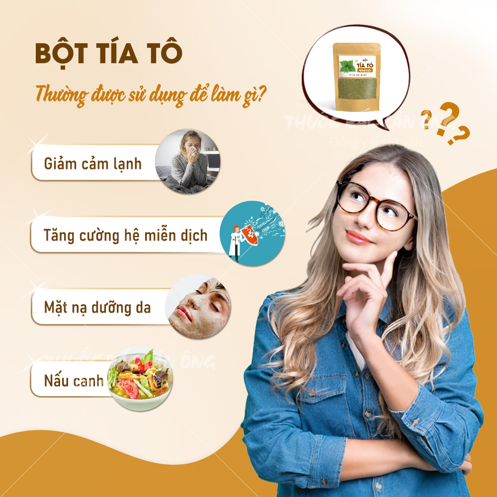 Bột tía tô 500g, nguyên chất, thơm mịn, dùng đắp mặt, pha uống - Lãn Ông