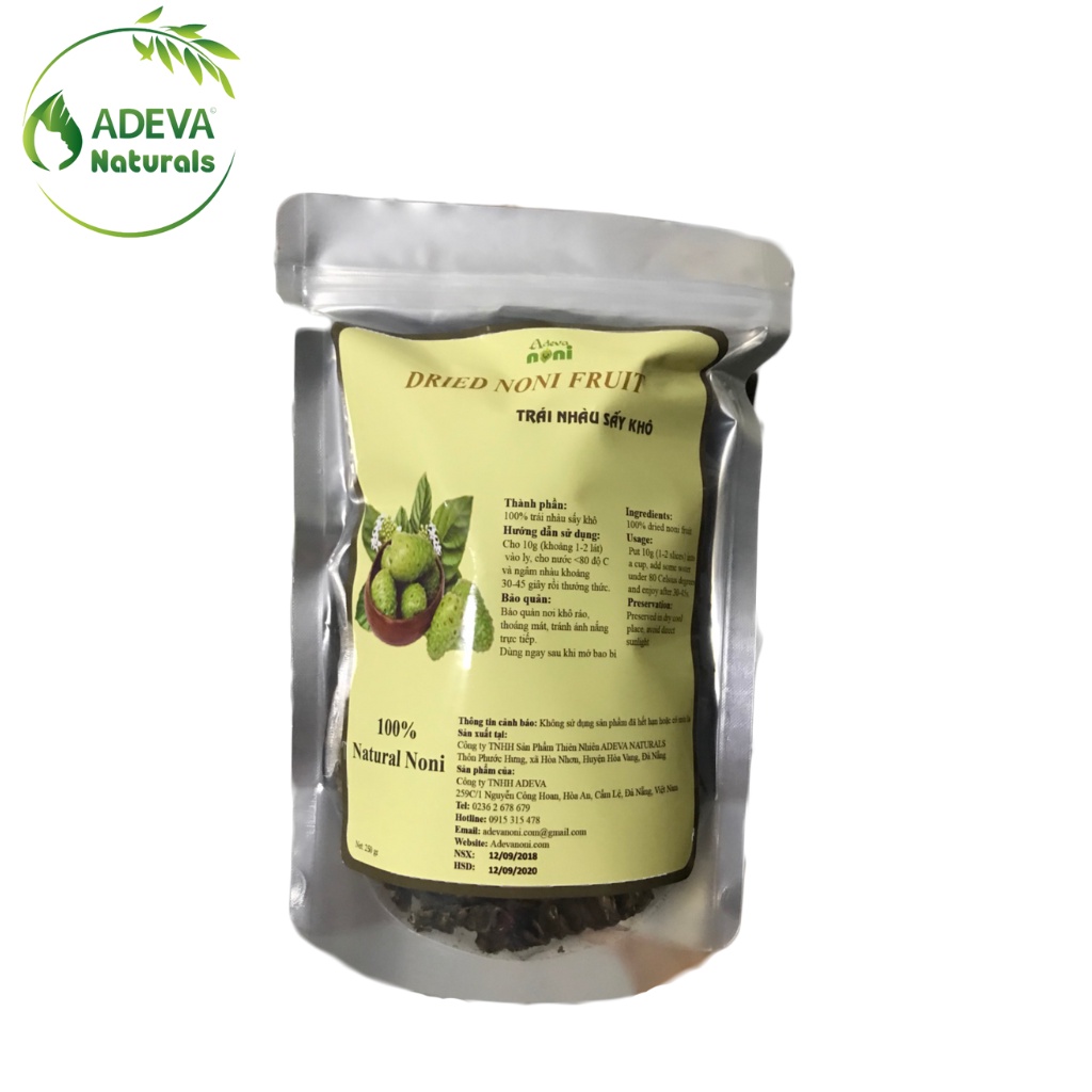 Dried crinkle drip noni fruit Adeva Noni support boost resistance, blood pressure stability 250-500-1000gr